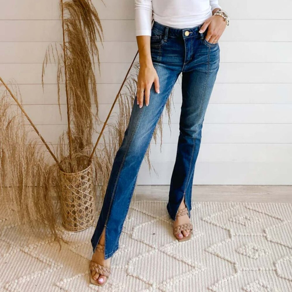 👖Mac and Me Front Slit High Rise Bootcut Jeans ~ EUC!